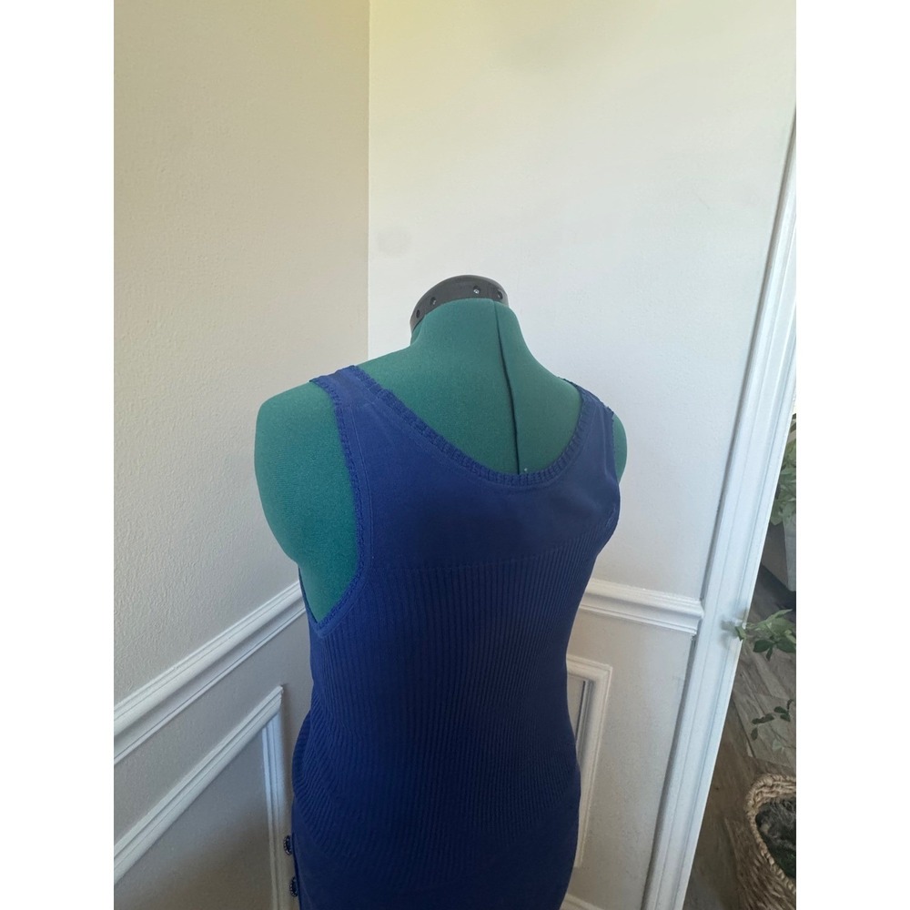 Chanel Vintage Blue Ribbed Knit CC Logo Lion Button Dress US 6/8 EU42 Luxury - Picture 7 of 16